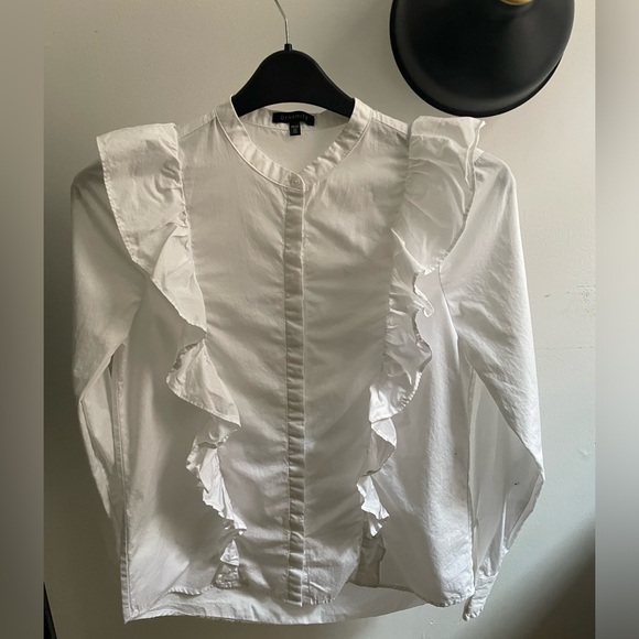 Ruffled white cotton shirt - Picture 1 of 3